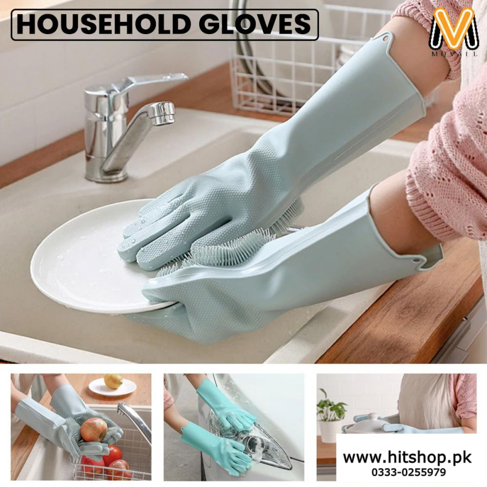 Silicone Dishwashing Gloves Dish Wash Rubber Gloves 